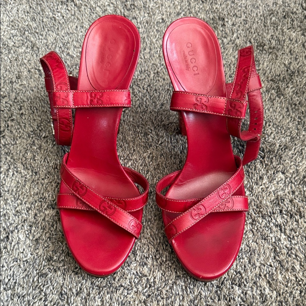 Gucci Red Strappy Heels